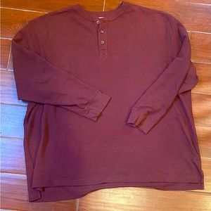 Mens Redhead Burgundy Hurley Style Thermal Shirt with button closer. Size 4XL